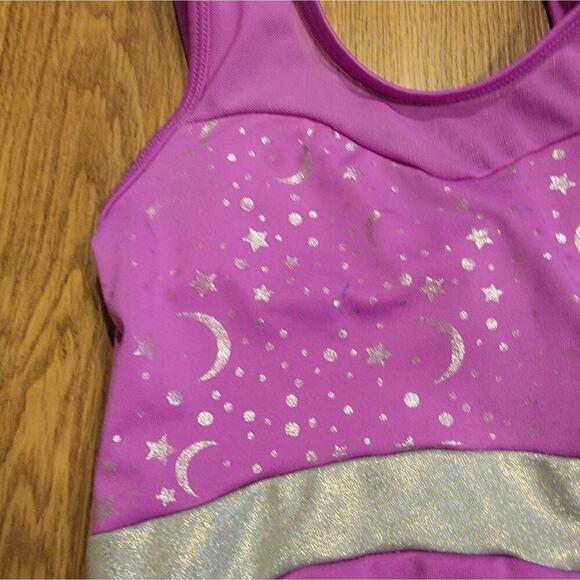 Girls Cat and Jack Purple Stars and Moons 6-6× Leotard - Picture 5 of 7